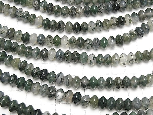 [Video] Moss Agate AAA- Roundel 8x8x5mm 1strand beads (aprx.15inch/36cm)