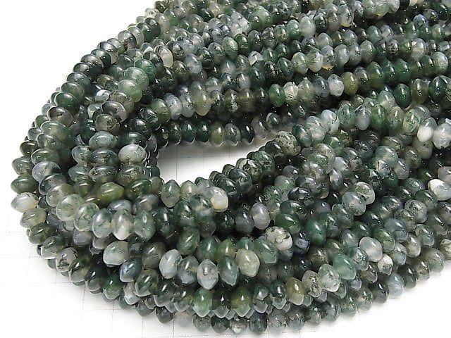 [Video] Moss Agate AAA- Roundel 8x8x5mm 1strand beads (aprx.15inch/36cm)