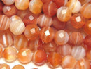 [Video] High Quality! Carnelian ,Sardonyx AA++ 64Faceted Round 8mm 1strand beads (aprx.15inch/37cm)