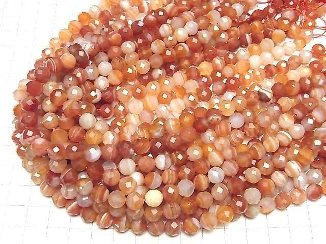 紅玉髓，SardOnyx AA++ 64切面圓珠 8毫米 1串珠子 (約15英吋/37公分)高品質！