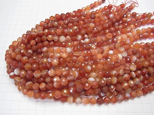 [Video]High Quality!  1strand $7.79! Carnelian ,Sardonyx AA++ 64Faceted Round 8mm 1strand beads (aprx.15inch/37cm)