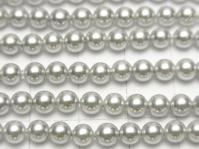 [Video] 1strand $3.79! Shell Pearl Silver Round 4mm 1strand beads (aprx.15inch / 37cm)