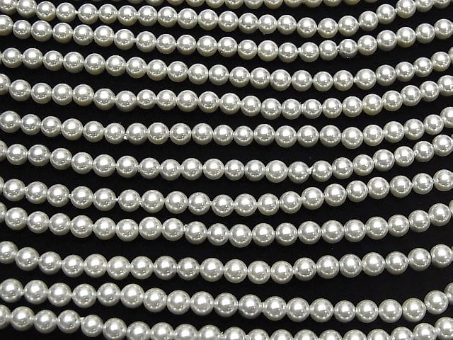 [Video] 1strand $3.79! Shell Pearl Silver Round 4mm 1strand beads (aprx.15inch / 37cm)