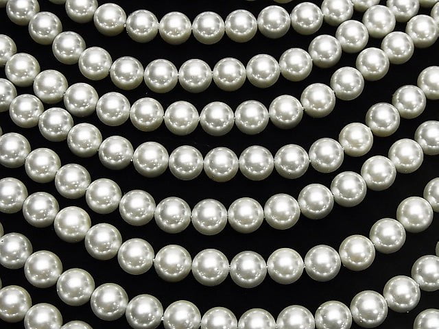 [Video] 1strand $4.79! Shell Pearl Silver Round 8mm 1strand beads (aprx.15inch / 37cm)