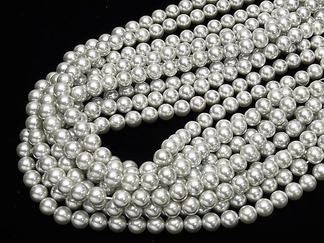 [Video] 1strand $4.79! Shell Pearl Silver Round 8mm 1strand beads (aprx.15inch / 37cm)