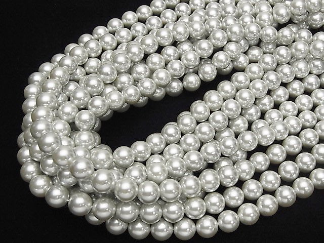 [Video] 1strand $5.79! Shell Pearl Silver Round 10mm 1strand beads (aprx.15inch / 37cm)