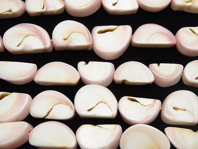 [Video] Queen Conch Shell Slice half or 1strand beads (aprx.15inch/38cm)