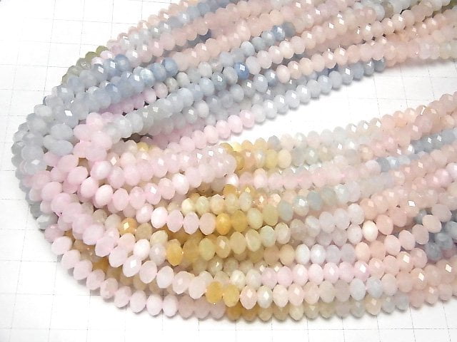 High Quality! Beryl Mix (Multicolor Aquamarine)AA+ Faceted Button Roundel 6x6mm 1strand beads (aprx.15inch/36cm)