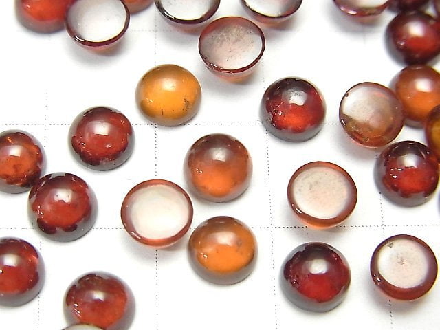 [Video] High Quality Hessonite Garnet AAA Round Cabochon 6x6mm 5pcs