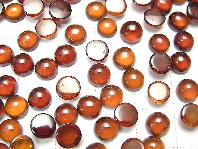 [Video] High Quality Hessonite Garnet AAA Round Cabochon 6x6mm 5pcs