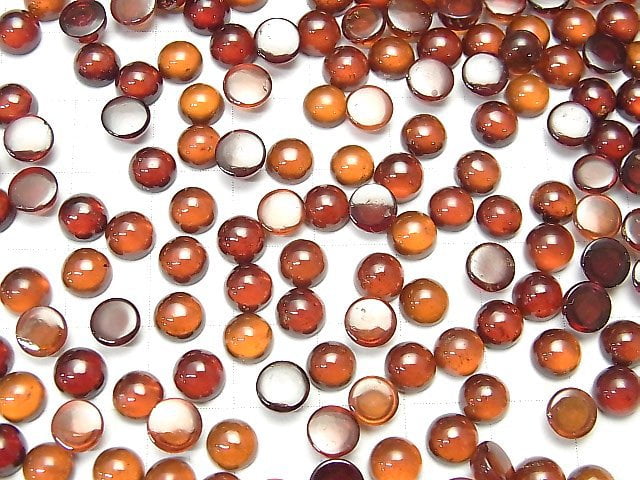 [Video] High Quality Hessonite Garnet AAA Round Cabochon 6x6mm 5pcs