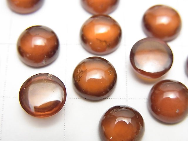 [Video]High Quality Hessonite Garnet AAA Round Cabochon 7x7mm 3pcs