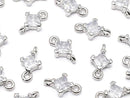 Metal parts Diamond Both Side Charm Silver color (with CZ) 3pcs