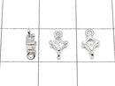 Metal parts Diamond Both Side Charm Silver color (with CZ) 3pcs