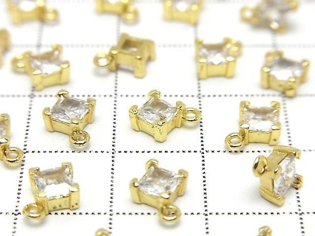 Metal Parts Diamond Charm, Gold Color (with CZ), 2pcs