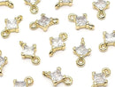 Metal parts Diamond Both Side Charm Gold color (with CZ) 3pcs