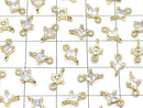 Metal parts Diamond Both Side Charm Gold color (with CZ) 3pcs