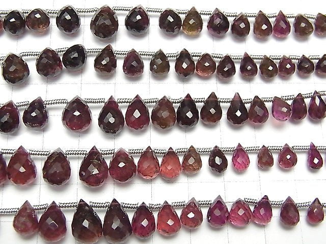 [Video] High Quality Pink Tourmaline AAA- Drop Faceted Briolette 1strand beads (aprx.8inch/20cm)