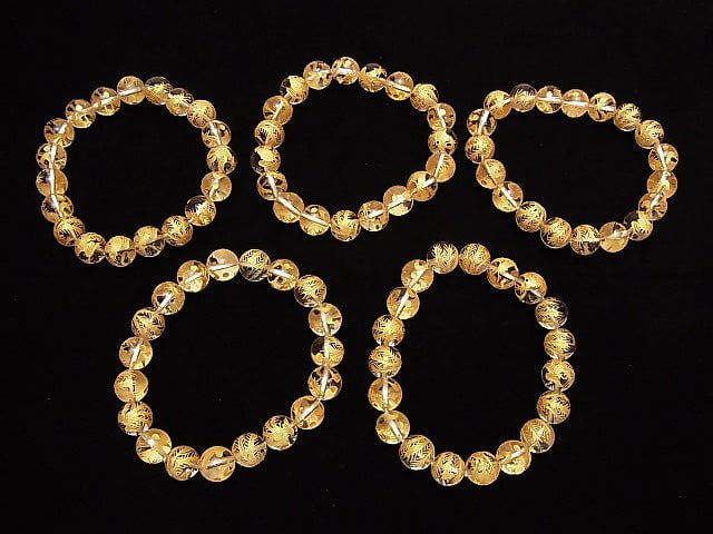 [Video] Golden! Phoenix (Four Divine Beasts) Carved! Crystal AAA Round 10,12mm Half-ream / Bracelet