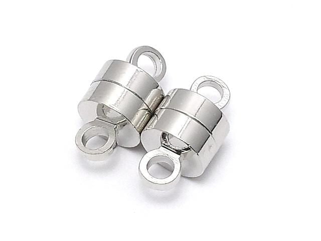 Metal Parts Jump Ring with Magnetic Clasp, 11x6x6mm, Silver, 5 Pairs