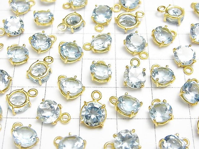 [Video] High Quality Sky Blue Topaz AAA Bezel Setting Round Faceted 6x6mm 18KGP 2pcs $5.79!