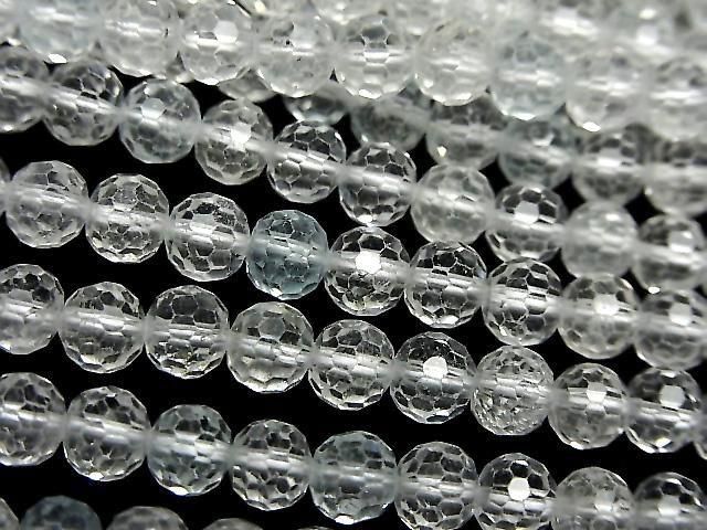 [Video] High Quality! Natural White Topaz AAA - 128 Faceted Round 5mm 1-strand beads (approx. 15 inch/37 cm)