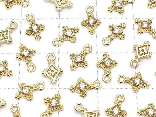 Metal parts Diamond charm Gold color (with CZ) 3pcs