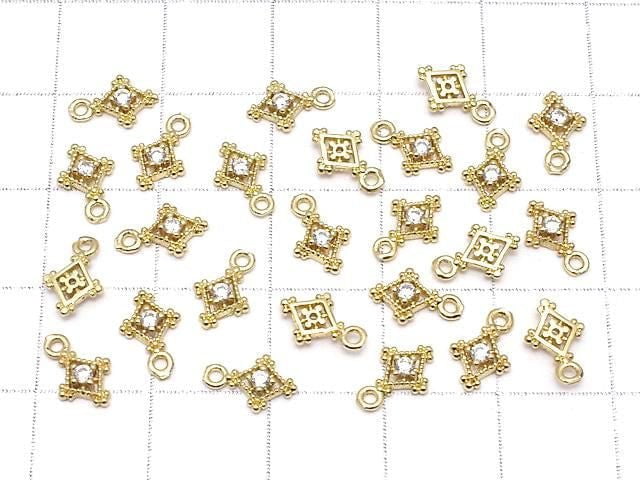 Metal parts Diamond charm Gold color (with CZ) 3pcs