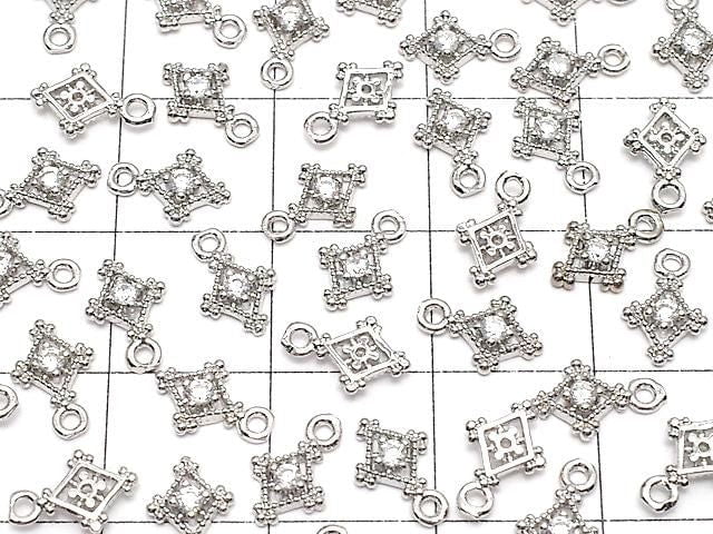 Metal parts Diamond charm silver color (with CZ) 3pcs