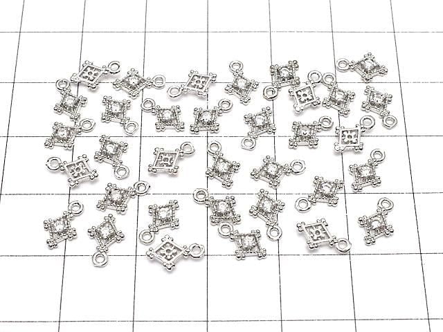 Metal parts Diamond charm silver color (with CZ) 3pcs