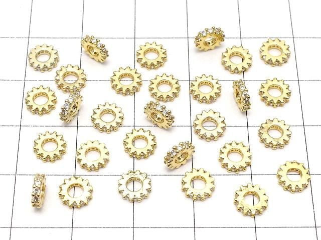 Metal parts Rondelle 6x6x1.5mm Gold (with CZ) 3pcs