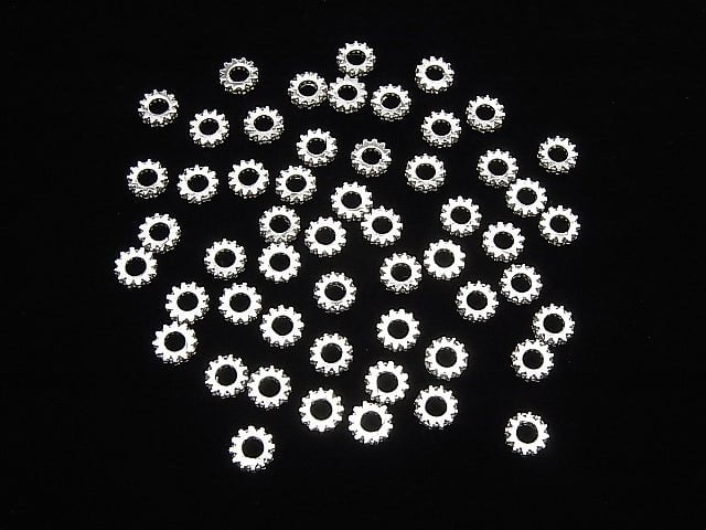 Metal parts Rondelle 6x6x1.5mm Silver (with CZ) 3pcs