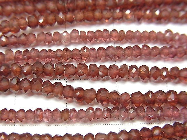 [Video]High Quality Garnet AAA Faceted Button Roundel 1strand beads (aprx.15inch/36cm)