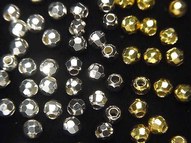Silver925 Faceted Round 4mm [Sterling Silver Finish][Rhodium Plated][18KGP] 10pcs