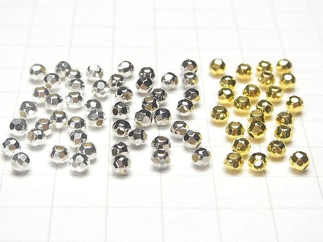 Silver925 Faceted Round 4mm [Sterling Silver Finish][Rhodium Plated][18KGP] 10pcs