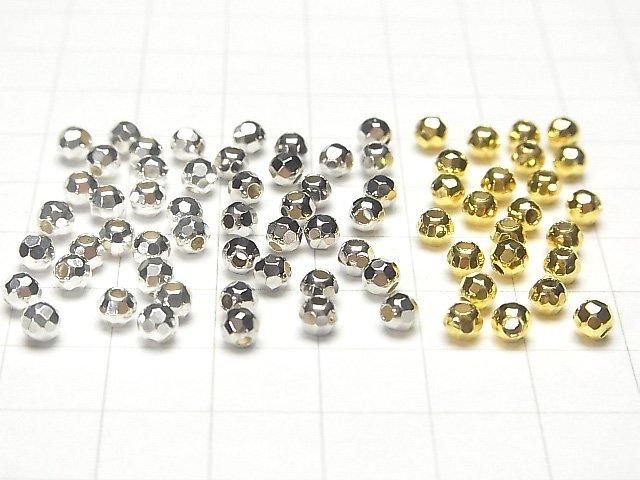 Silver925 Faceted Round 4mm [Sterling Silver Finish][Rhodium Plated][18KGP] 10pcs
