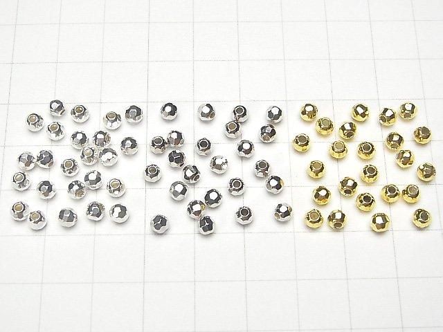 Silver925 Faceted Round 4mm [Sterling Silver Finish][Rhodium Plated][18KGP] 10pcs