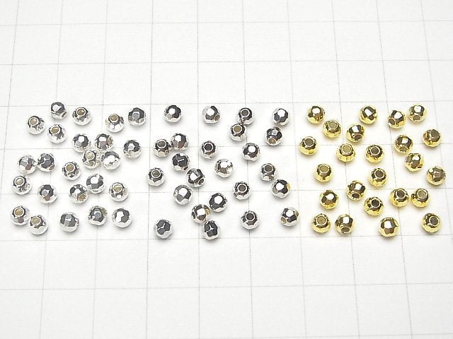 Silver925 Faceted Round 4mm [Sterling Silver Finish][Rhodium Plated][18KGP] 10pcs