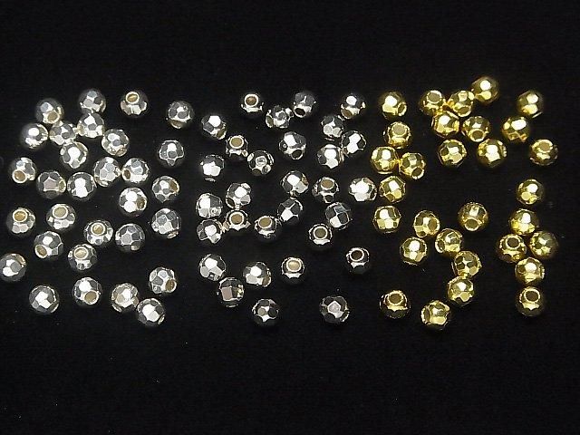 Silver925 Faceted Round 4mm [Sterling Silver Finish][Rhodium Plated][18KGP] 10pcs