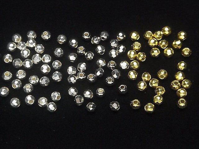 Silver925 Faceted Round 4mm [Sterling Silver Finish][Rhodium Plated][18KGP] 10pcs