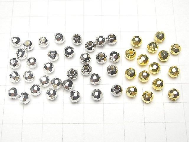 Silver925 Faceted Round 6mm [Sterling Silver Finish][Rhodium Plated][18KGP] 5pcs