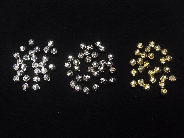 Silver925 Faceted Round 6mm [Sterling Silver Finish][Rhodium Plated][18KGP] 5pcs