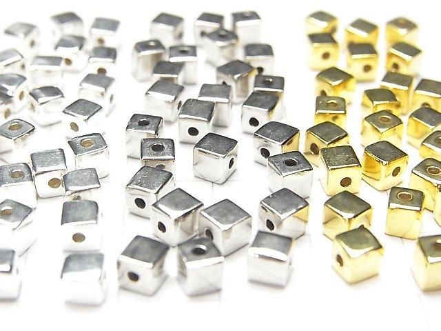 Cube en argent 925 4x4x4mm [Finition Argent Sterling][Plaqué Rhodium][Plaqué Or 18K] 4 pièces