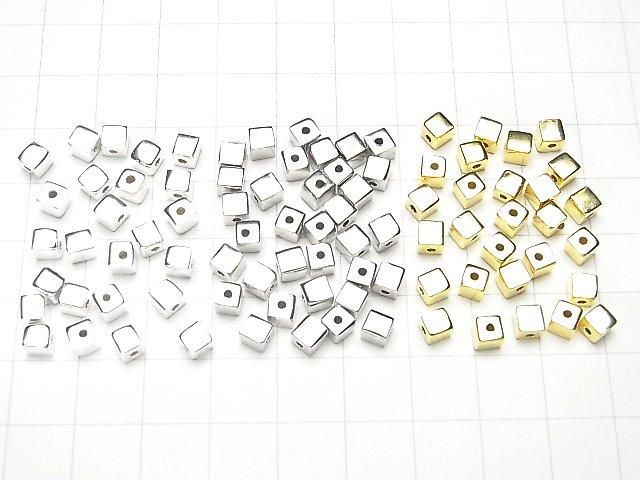 Cube en argent 925 4x4x4mm [Finition Argent Sterling][Plaqué Rhodium][Plaqué Or 18K] 4 pièces