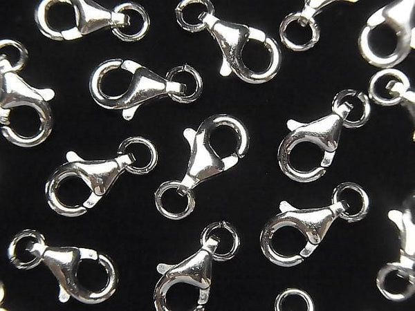 Silver925 Oval Lobster (with Jump Ring)9x5.5x2.5mm Rhodium Plated 2pcs