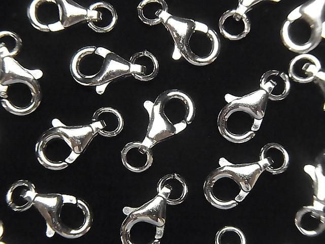 Silver925 Oval Lobster (with Jump Ring)9x5.5x2.5mm Rhodium Plated 2pcs