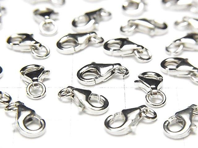 Silver925 Oval Lobster (with Jump Ring)9x5.5x2.5mm Rhodium Plated 2pcs