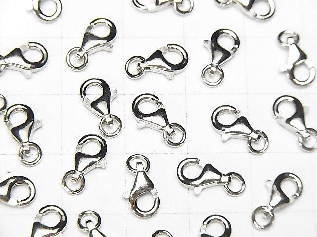 Silver925 Oval Lobster (with Jump Ring)9x5.5x2.5mm Rhodium Plated 2pcs