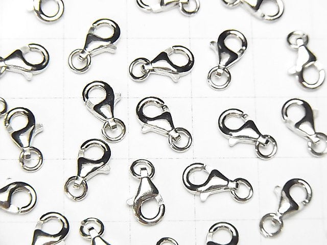 Silver925 Oval Lobster (with Jump Ring)9x5.5x2.5mm Rhodium Plated 2pcs