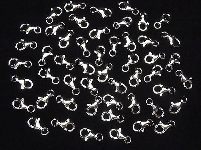 Silver925 Oval Lobster (with Jump Ring)9x5.5x2.5mm Rhodium Plated 2pcs